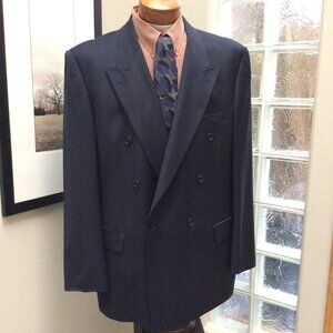 Hugo Boss Double Breasted Navy Suit Jacket. Read Description